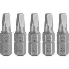 HARFINGTON 5pcs Square Screwdriver Bit R3 1/4" Hex Shank 25mm/1" Length Magnetic 4 Point Hex Bits S2 Steel Industrial Grade Electric Screw Driver Bit 5mm Rod