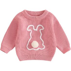 Toddler Baby Boys Girls Sweater Embroidered Long Sleeve Sweater Knitted Shirt Spring Festival Outfit Clothes