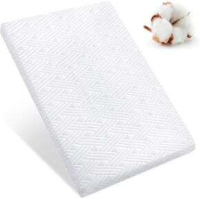 Pack and Play Mattress Pad 38" x 26", Premium Knitted Fabric - Hypoallergenic, Odorless Baby Foam Playpen Mattresses, Soft Breathable Waterproof Cover, Ideal Comfort & Support