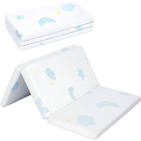 Pack and Play Mattress Pad，Trifold Portable Crib Pack N Play Mattresses,38 * 26" Inch Jacquard Playpen Mattress for Travel Soft Breathable Play Yard Mattress with Washable Cover