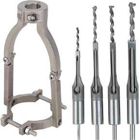 Square Hole Drill Bit Adapter with Mortising Chisel Drill Bit Set (1/4", 5/16", 3/8", 1/2"), Mortising Attachment for Hand Drill/Drill Press, Mortise and Tenon Tools