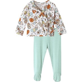 Newborn Baby Girls Clothes Set Long Sleeve Kimono Top and Pants Sets Outfit Viscose from Bamboo Outfits