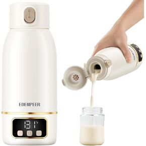 Portable Bottle Warmer for Travel, Fast Heating Milk Warmer for Baby On The Go, 17 Oounces Large Capacity Water Warmer for Breastmilk, Formula, Milk and Water, Cordless & Super Fast Charging
