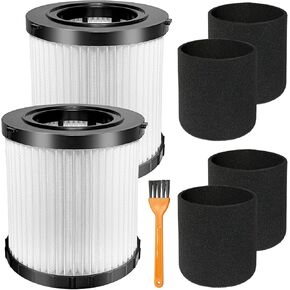 2 Pack DCV5801H HEPA Filter Compatible with DEWALT DCV580H, DCV581H 20V MAX Wet/Dry Vacuum, with 4 Foam Sleeve Filters & 1 Brush