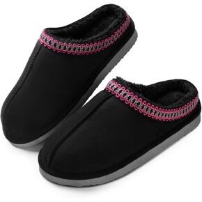 Homitem House Bedroom Slippers for Women Tas-man Suede Platform Shoes Indoor and Outdoor with Fuzzy Lining Hard Sole Memory Foam Slip on