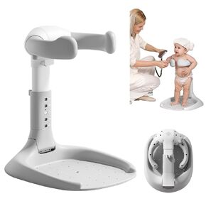 Baby Shower Stand, Baby Bath Support, Baby Shower Standing Support with Adjustable Height and Armrest, Baby Bath Stand with Anti-Skip and Shower Head Holder, Baby Bath Essentials for Infants