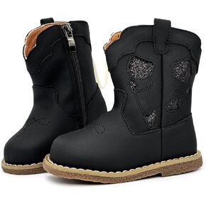 Baby Cowboy Cowgirl Boots Infant Boys Girls Western Booties Round Toe Riding Mid Calf Boots for All Seasons for 6 9 12 15 18 24 Months