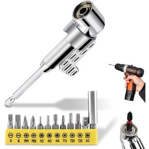 105 Degree Right Angle Drill Adapter, 90 Degree Drill Attachment, with Multi-function Bend Screwdriver Bit, Electric Screwdriver Universal Screwdriver Accessories (Long)