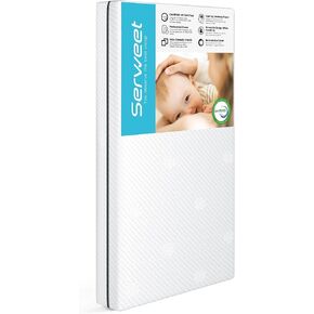 Serweet Crib and Toddler Mattress, Dual Sided Toddler Bed Mattress, Comfort Memory Foam Soft Crib Mattress, Breathable Proven to Reduce Suffocation Risk, Machine-Washable Outer Cover, 52"x27.5"x5.5"