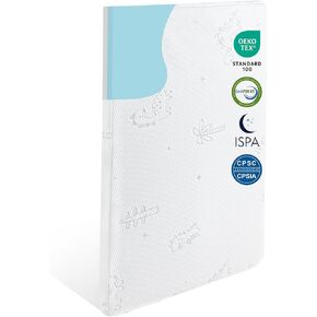 Play and Pack Mattress 38X26 Portable Mini Cribe Matter Pad Waterproof Pack N Play Mattress for Baby and Toddler Breathable Dual Side Memory Foam Topper with Removeable Cover