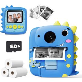 Instant Print Camera for Kids, Christmas Birthday Gifts for 3-8 Year Old Boys Girls, 1080P Kids Digital Camera Toys for Kids Age 3 4 5 6 7 8 with Silicone Cover-Pink