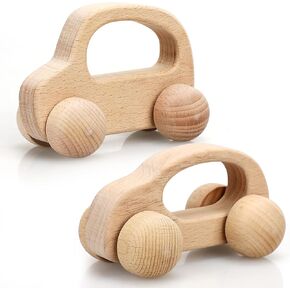 TOY Life Wooden Toys Cars, Montessori Toys for Babies 0-6-12 Months, Rattle Toy Cars for Toddlers 1-3, Christmas Wooden Baby Toys Gift 1 Year Old, Baby Boy Nursery Decor, 1 Year Old Boy Birthday Gift