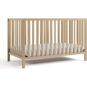 Storkcraft Morningside 5-in-1 Convertible Crib (Frosted Oat) – GREENGUARD Gold Certified Baby Crib, Fits Standard Crib Mattress, Easy 30-Minute Assembly, Converts to Toddler Bed and Full Bed