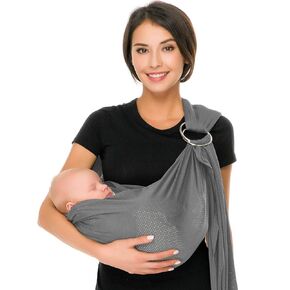 CUBY Water Baby Sling Carrier Breathable Mesh Baby Wraps Carrier Adjustable Ring Sling Baby Carrier Infant Carrier for Newborn Toddler Summer Swimming Pool Beach (Light Gray)