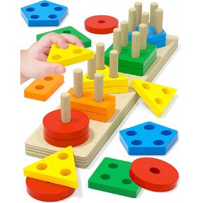 Montessori Toys for 1 2 3 Year Old Boy Girl, Toys for Ages 2-4 0-2 Toddlers Kids Baby, 1 2 Year Old Boy Girl Birthday Gifts, Wooden Learning Puzzles Shape Sorter Toys for Toddlers 1-3 in Saudi Arabia