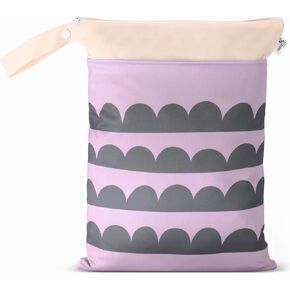 Cloth Diaper Wet Bags – Waterproof & Reusable Bag with 2 Zippered Pockets, 100% Polyester with Handle, Perfect for Stroller, Travel, Baby Essentials & Breast Pump Storage (Sand Triangular)