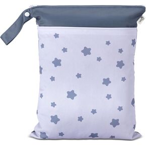 Cloth Diaper Wet Bags – Waterproof & Reusable Bag with 2 Zippered Pockets, 100% Polyester with Handle, Perfect for Stroller, Travel, Baby Essentials & Breast Pump Storage (Sand Triangular)
