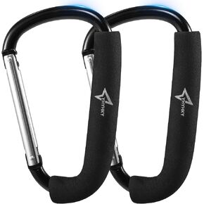 Stroller Hooks 2 Pack, 6.3" Large Mommy Hook Carabiner Clip for Shopping, Diaper Bags, Hanging Purse, Universal Stroller Accessories for Mom