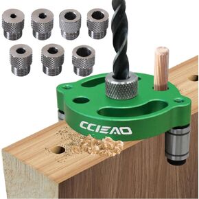 Self Centering Doweling Jig with Drill Bushings, Pocket Hole Jig Kit Dowel Drill Guide Straight Holes Puncher Dowel Jig Locator Woodworking Joints Tool (With 8 drill sets)