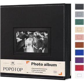 Popotop Photo Album 4x6 300 Pockets with Leather Hardcover Cover, Small Photo Album Holder Book with 50Pcs Pages for Family Travel Wedding Baby Gifts