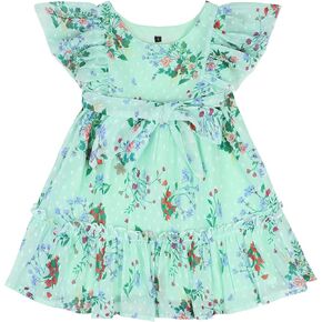Agqt Toddler Girls Girls Grofle Dressy Floweress Flower Girls Swiss Swiss Dots Flowy Plate Party Size 1-6T in Kuwait