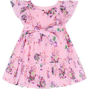 AGQT Toddler Girls Ruffle Dress Sleeveless Flower Girls Swiss Dots Flowy Pleated Party Dress Size 1-6T