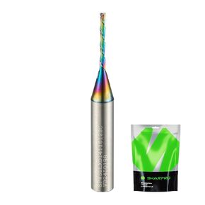Downcut Spiral Router Bit 1/4 Inch Shank 1/4 Inch Cutting Dia. Solid Carbide Down Cut CNC Bit with Smooth Quark Coating, Ideal for Wood and Metal Cutting, Engraving