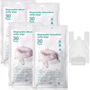 120 Pcs Travel Potty Bags Liners Bedside Commode Liners with Absorbent Pads Disposable Potty Portable Training Bags for Potty Seat Bed Pan Liners for Toddler Travel Fit Most Potty Chairs