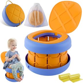 Travel Potty - Portable Potty Seat for Toddler Travel, Foldable Training Toilet Chair for Kids Boys Girls with Storage Bag Car Potty for Camping Outdoor Indoor, with 40 Disposable Bags