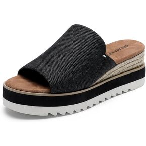 DREAM PAIRS Platform Sandals Women Slip-on Espadrille Bohemia Wedge Sandals, Comfort Dressy Summer Open Toe Canvas Slides for Women's Outdoor Walking Beach Vacation