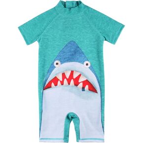 Cadocado Baby Boy Rashguard Swimsuit Zip Up One Piece Boys' Swimwear Short Sleeves Kid Bathing Suits Sun Protection Swim Suit