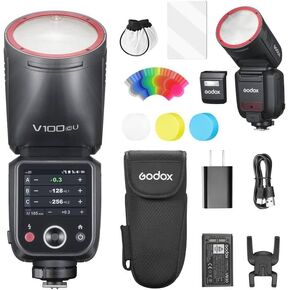 GODOX V100C Flash V100-C 100w Round Head Touch Screen Flash for Canon,2.4G Wireless with External Flash and Global Shutter Flash Sync 1/80000s,Built-in Lithium Battery(USA Version)