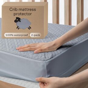 Niagara Crib 2 Pack 100% Waterproof Mattress Protector, Soft Breathable Crib Mattress Protector with Deep Pocket, Crib Mattress Pad for Toddler and Baby (52x28, White) - Viscose Made from Bamboo