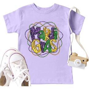 Toddler Mardi Gras Shirts: Boys Girls Fat Tuesday T-Shirt New Orleans Party Short Sleeve Mardi Gras Mask Tops
