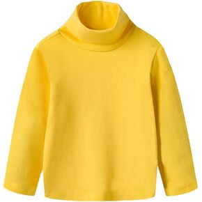 Toddler Baby Girl Boys Basic Solid Color Turtleneck T-Shirt Kid Cotton Long Sleeve Pullover Blouse Top