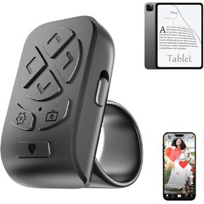 Scrolling Ring Remote for TikTok YouTube Instagram Shorts Video, Scroller Page Turner Clicker for Kindle APP Compatible with iPhone iPad Android Phone, Remote Shutter Control for Phone Camera