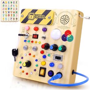 Busy Board,Montessori Toys for 1-3 Year Old Boys & Girls,Learning Educational Toys for Toddlers,Sensory Toys for Kids with Autism (Busy Board v5)