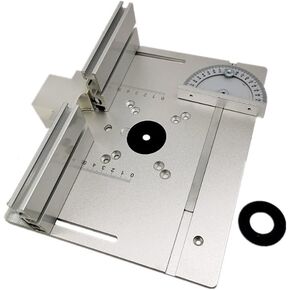 Router Table Insert Plate,Geevorks Woodworking Benches Router Flip Plate with Miter Gauge Guide,Aluminum Alloy, Multifunctional Trimming Engraving Table
