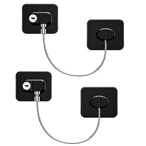 Refrigerator Locks 2 Pack, Freezer Locks with 2 Keys, Child Proof Fridge Door Locks for Kid & Pet, Child Safety Lock for Oven, Cabinet, Drawer, No Tools Required, Self-Adhesive (Upgraded Black)