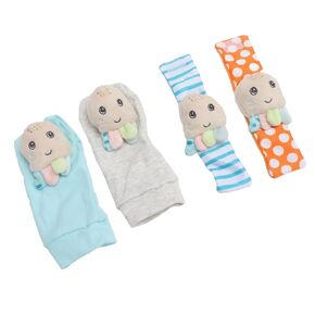 4Pcs Baby Rattle Socks, Arm Hand Bracelet Rattle Baby Wrist Ankle Rattle for Boy Girl
