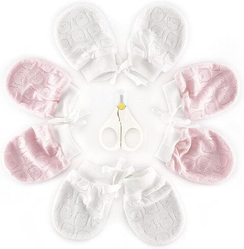 4Pairs Baby Mittens Newborn Set - No-Scratch, Breathable Baby Gloves for Boys Girls (0-6 Months) in Saudi Arabia