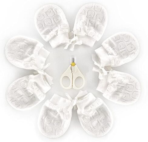 4Pairs Baby Mittens Newborn Set - No-Scratch, Breathable Baby Gloves for Boys Girls (0-6 Months) in Saudi Arabia