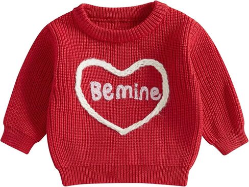 Lesimsam Toddler Baby Boy Girl Valentines Day Outfit Heart/Letter Terbroidery Long Sleeve Sweater Sweater Topshirt Top Top in Saudi Arabia