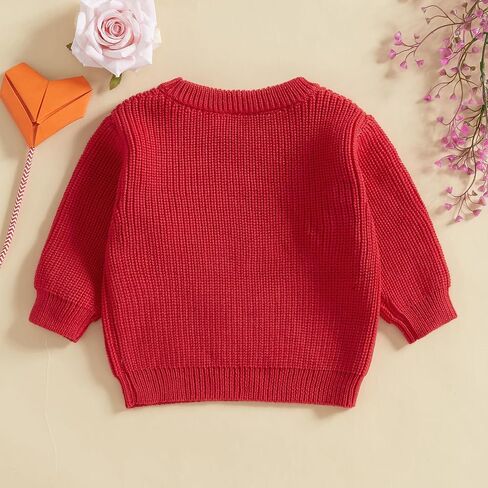 Lesimsam Toddler Baby Boy Girl Valentines Day Outfit Heart/Letter Terbroidery Long Sleeve Sweater Sweater Topshirt Top Top in Saudi Arabia
