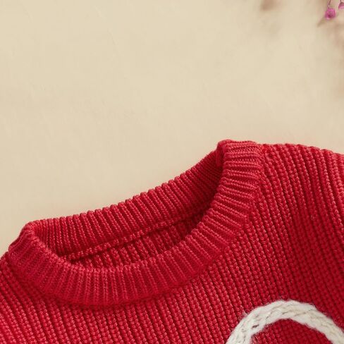 Lesimsam Toddler Baby Boy Girl Valentines Day Outfit Heart/Letter Terbroidery Long Sleeve Sweater Sweater Topshirt Top Top in Saudi Arabia