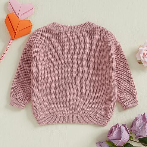 Lesimsam Toddler Baby Boy Girl Valentines Day Outfit Heart/Letter Terbroidery Long Sleeve Sweater Sweater Topshirt Top Top in Saudi Arabia