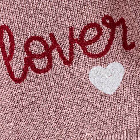 Lesimsam Toddler Baby Boy Girl Valentines Day Outfit Heart/Letter Terbroidery Long Sleeve Sweater Sweater Topshirt Top Top in Saudi Arabia