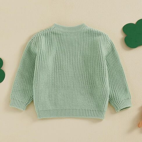 Baby Boy Girl Cute Long Sleeve Crew Neck Clover Embroidery Sweater Toddler St Patricks Day Outfit in Kuwait