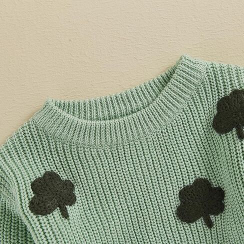Baby Boy Girl Cute Long Sleeve Crew Neck Clover Embroidery Sweater Toddler St Patricks Day Outfit in Kuwait
