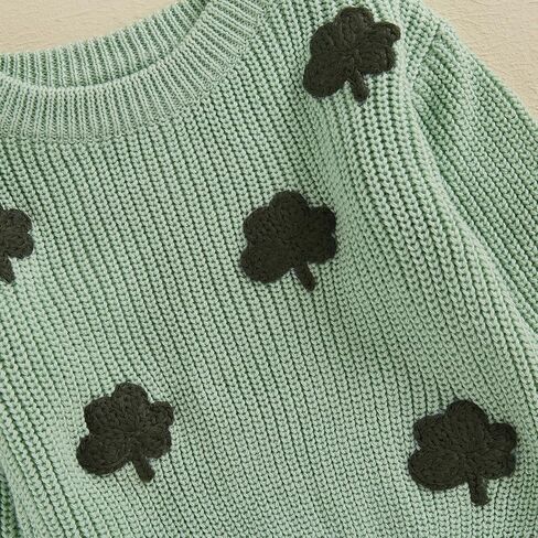 Baby Boy Girl Cute Long Sleeve Crew Neck Clover Embroidery Sweater Toddler St Patricks Day Outfit in Kuwait
